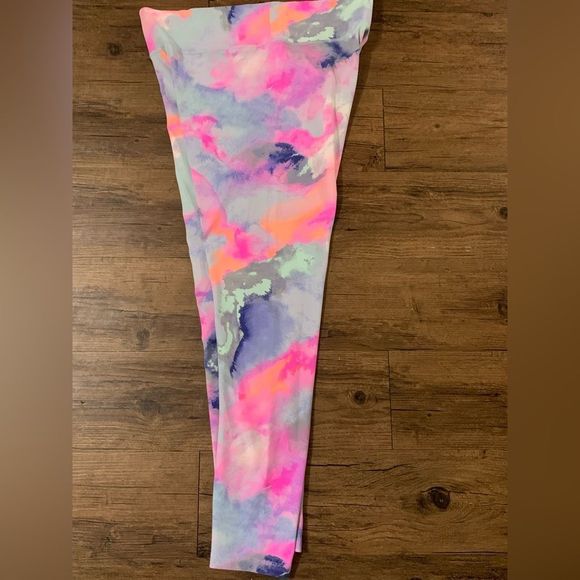 PINK VS WATERCOLOR HOODIE/ WATERCOLOR YOGA LEGGINGS PANTS - Picture 12 of 14